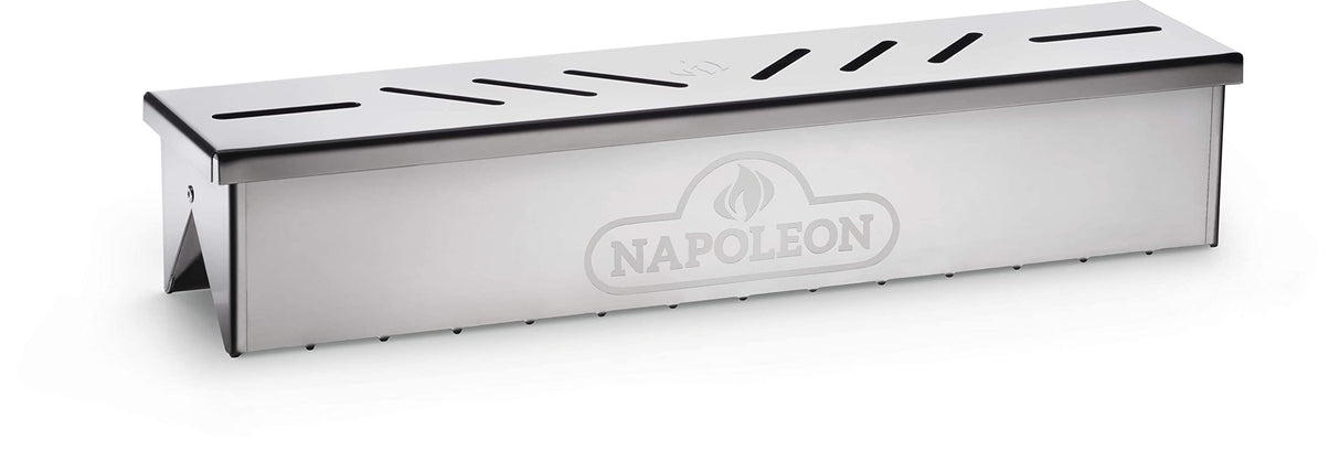Napoleon Stainless Steel Smoker Box 67013 Add Smoky Flavor to BBQ, Easily Turn Gas Grill Into Smoker, Add Wood Chips or Chunks to Smoke Food on Barbecue 16.25 x 2.54 x 3.5 Napoleon