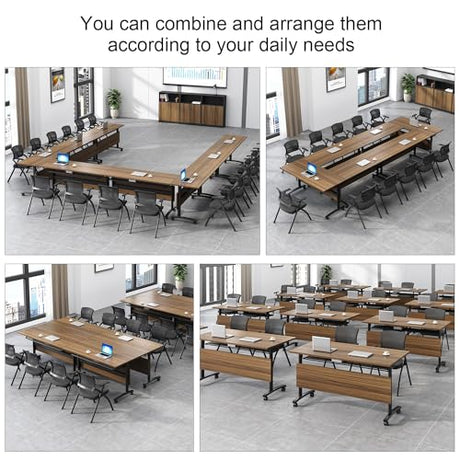 Conference Room Tables,Folding Conference Tables,Flip Top Rolling Mobile Table with Silent Locking Wheels,Modern Portable Seminar Training Meeting Table Business Tables (6 Pack, 61x21.7x29.5inch) Lenyedr