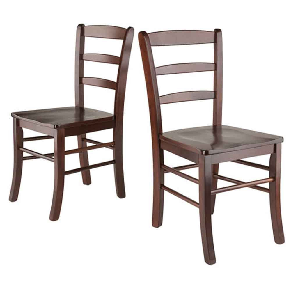 Winsome Inglewood 5-PC Set Table w/ 4 Ladderback Chairs Dining, Walnut - WoodArtSupply