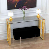 Cortesi Home Laila Console Table Stainless Steel Glass, 15.75" D x 47" W x 30.5" H, Gold,Clear Cortesi Home