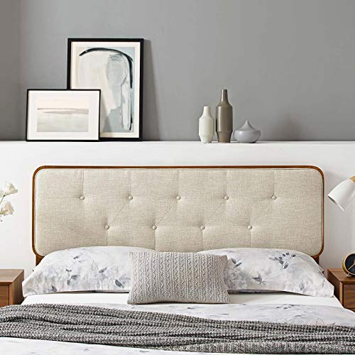 Modway MOD-6233-WAL-BEI Collins Tufted Full Fabric and Wood Headboard, Walnut Beige Modway