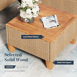 SUNSHINE VALLEY Small Patio Furniture Set, 3 Piece Wicker Outdoor Patio Conversation Set, Outside L-Shaped Sectional Sofa Couch with Chaise Lounge and Coffee Table for Porch Balcony Deck SUNSHINE VALLEY