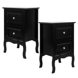 Karl home Black Nightstand Set of 2 for Bedroom, Vintage Small Night Stand with Drawers, Farmhouse Side Table, Wooden End Tables with Curved Legs for Office, Mid-Century Karl home