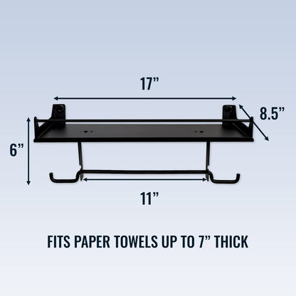 The Original Quick Clean Garage Paper Towel Holder, Wall Mount Shelf, One-Hand Tear, Garage Organization and Storage Rack Holds 50 lbs, StoreYourBoard