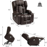 SDKOLPBNMZX Wall Hugger Electric Lift Recliner Chair with Heat & Massage for Elderly Genuine Leather Adjustable Recliner Sofa Lay Flat Living Room Comfort SDKOLPBNMZX