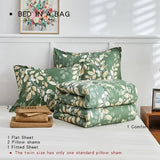 AIKASY 6-Piece Comforter Set Bed in a Bag, Twin Size, Green Leaf Pattern - Bedding Set with Comforter, Pillow Shams, Fitted Sheet, and Pillowcases - Soft and Cozy All-Season Bedding (Green) AIKASY