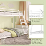 KAIFAM Metal Bunk Bed, Twin Over Full Bunk Bed with Safety Guardrail and Ladder, Bunk Beds Twin Over Full Size(White) KAIFAM
