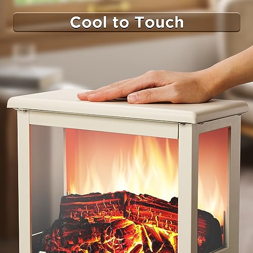 TURBRO Suburbs TS17Q Infrared Electric Fireplace Stove, 19" Freestanding Stove Heater with 3-Sided View, Realistic Flame, Overheating Protection, CSA Certified, for Small Spaces, Bedroom - 1500W TURBRO