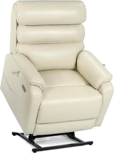 Wide Lay Flat Power Lift Recliner Chair Elderly Heavy Duty Oversized Leather Reclining Sofa Heat and Massage USB Charging Ports Remote Control Adjustable Cream White Living Room Comfortable Seating UOPYNE