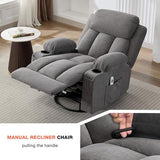 BOSMILLER Swivel Rocker Recliner Chair with Vibration Massage and Lumbar Heating Ergonomic Lounge Chair for Living Room with Rocking Function and Side Pocket, 2 Cup Holders, USB Charge Port