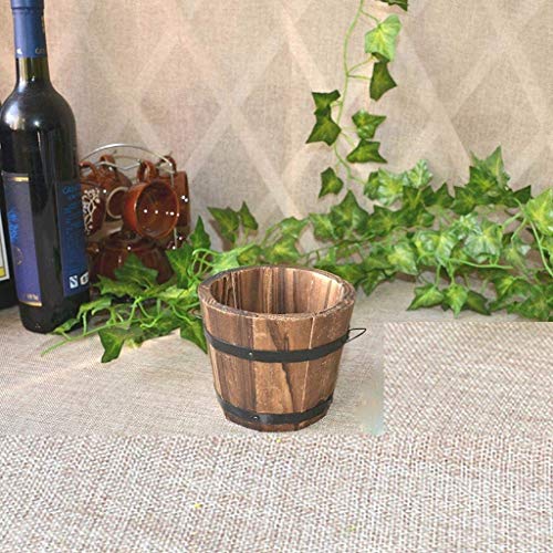 CoscosX 3 Pcs Rustic Wooden Bucket Flower Planter Patio Garden Backyard Planter Outdoor Indoor Home Decor CoscosX