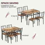 CABIHOME Dining Table Set for 4, Kitchen Table Set with 4 Chairs, Rectangular Dining Table Set for 4, Kitchen Table Set for Apartment, Small Space, Dining Room, Retro Brown CABIHOME