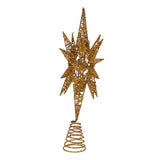 Kurt Adler Un-Lit Gold Glitter Wire 3D Star Treetop, 16.5-inch Length, Gold-Tone, Metal, Holiday Decor Kurt S. Adler