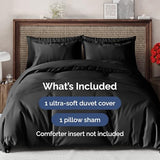Black Duvet Cover Twin/Twin XL Size - Extra Soft Twin/Twin XL Size Duvet Cover - Lightweight & Breathable - Easy Care & Fade Free w/Zipper Closures & Ties - 68" x 90" Inches - Comforter Not Included CGK Unlimited