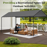 Carport, 10‘ x 20’ Heavy Duty Portable Garage All-Season Car Canopy, Outdoor Garage Boat Shelter Carport Canopy Party Tent w/Water-Resistant Tarp for Backyard (Grey, 10' x 20' /no Side) Phonjoroo