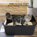 Sfozstra Cat Litter Box with Lid, Fully Enclosed Splash-Proof and Leak-Proof Urine High Edge and Odorless Cat Litter Box, Easy to Installation and Clean (Black with Pedal(S)) Sfozstra