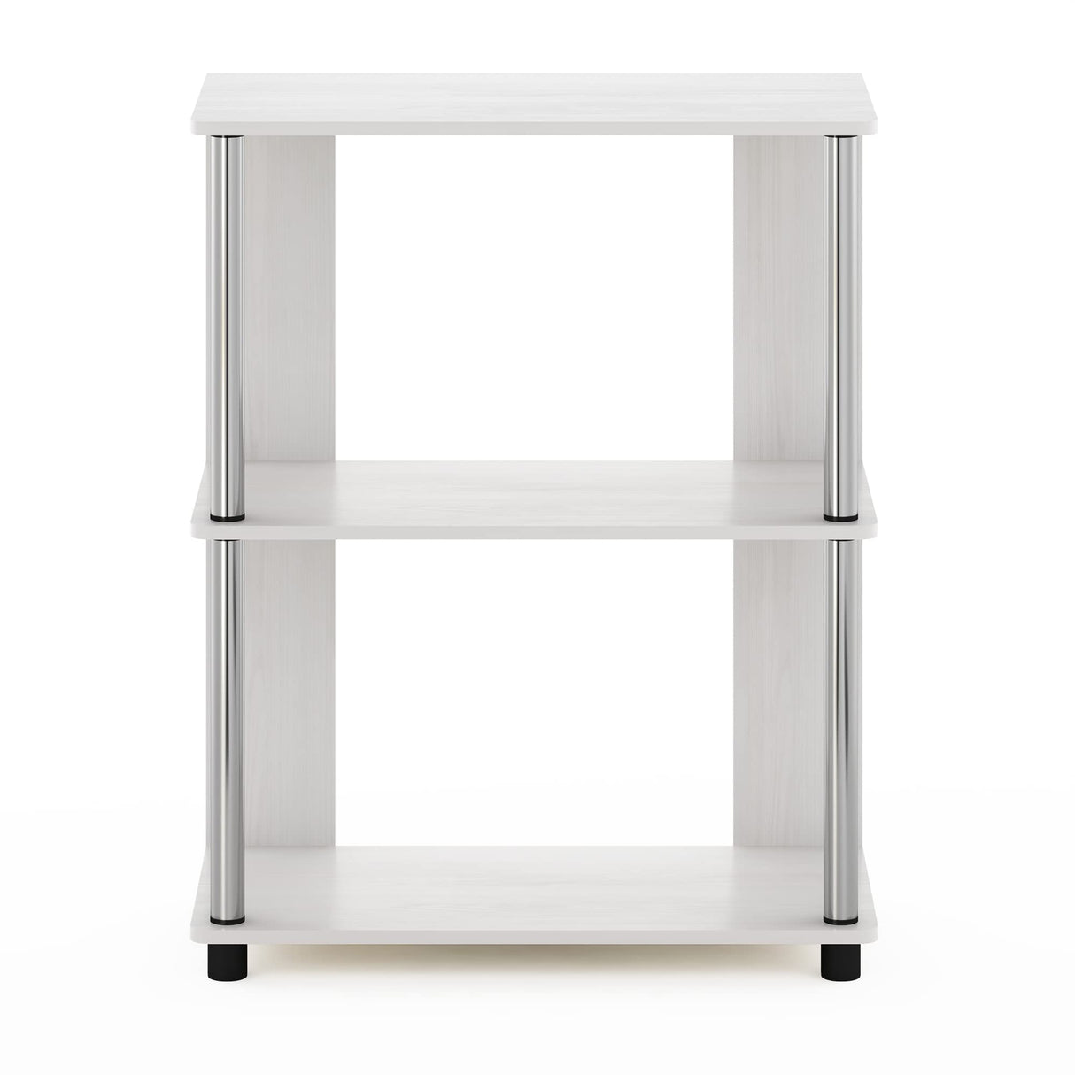 Furinno Jaya 3-Tier Bookcase with Stainless Steel Tubes in White Oak Furinno