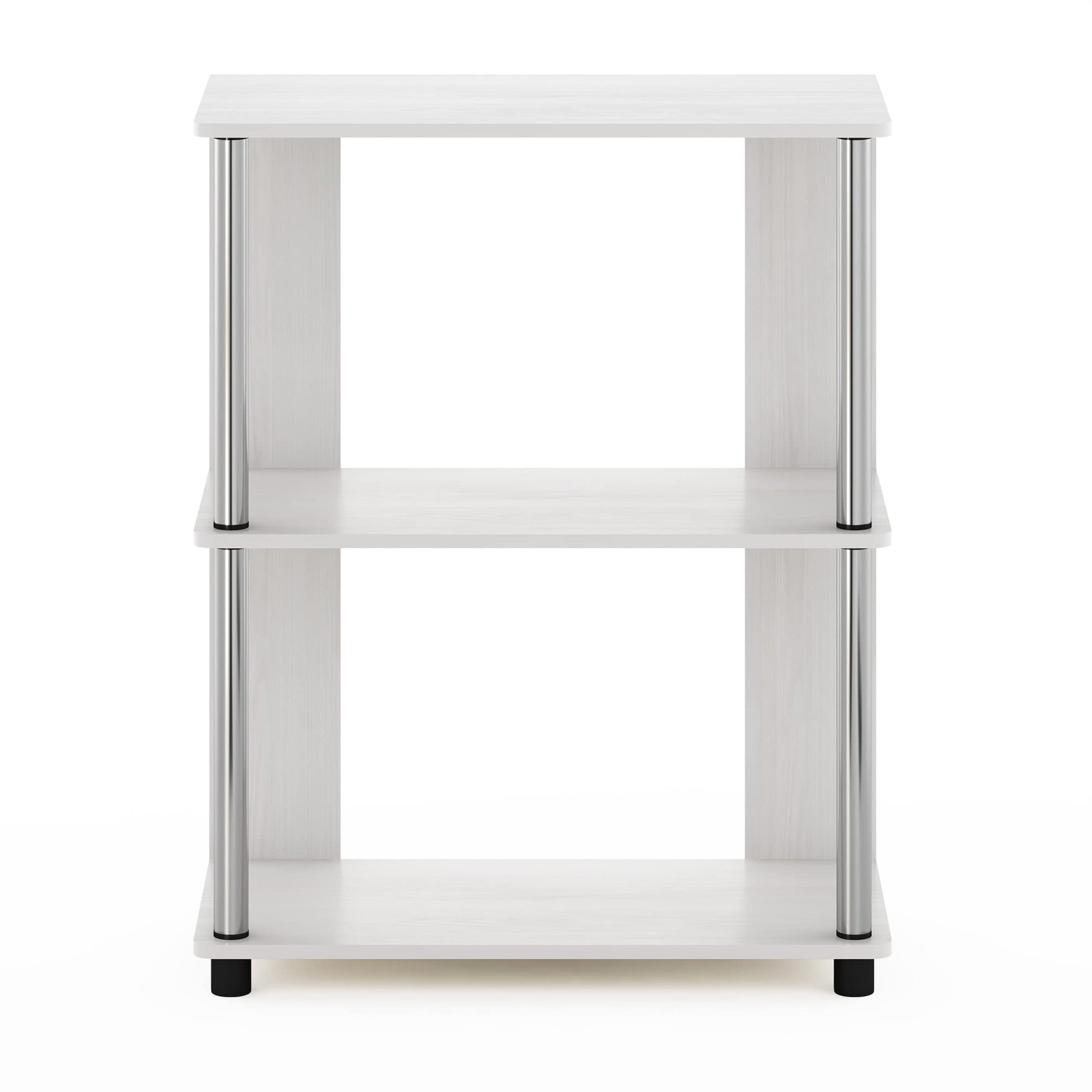 Furinno Jaya 3-Tier Bookcase with Stainless Steel Tubes in White Oak - WoodArtSupply