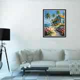 Beach Paint by Numbers Kit for Adults Beginner,Flower Easy Adult Paint by Number Kits on Canvas DIY Painting for Beginners Art by Numbers for Home Wall Decor 16x20 Inch NEGEKFKX