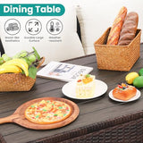 Wumiokio Patio Furniture Set, 7 Pieces Outdoor Patio Furniture with Dining Table&Chair, All Weather Wicker Conversation Set with Ottoman,Brown Rattan & Ivory Cushions (Include Sofa Dust Cover) Wumiokio