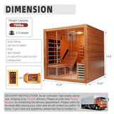 amocane Infrared & Steam Dual-System Sauna Room, 2-3 Person Canadian Red Cedar Wood Sauna with Recliner, Indoor Traditional Home Saunas Spa with 9 Heaters & 6KW Sauna Stove, Oxygen Bar amocane