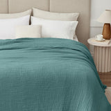 Kozyhvn 100% Cotton Muslin Blanket Twin XL 66" x 90", Breathable and Cooling Bed Blankets, Soft Boho Bedspread, Gauze Bedding for Adults All Season, Turquoise, Teal Kozyhvn