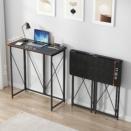 39.37" Folding Standing Desk, Small Laptop Stand Up Desk for Sitting or Standing, No Assembly Needed, Portable, Tall Foldable Desk for Home, Office, Small Spaces (Black) Ytaoka