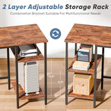 DUMOS 62 Inch L Shaped Gaming Desk with Charging Station & 2 Monitor Stands, Computer Desk with Drawer & Adjustable Storage Shelves, Large Corner Desk for Home Office, Rust Brown DUMOS