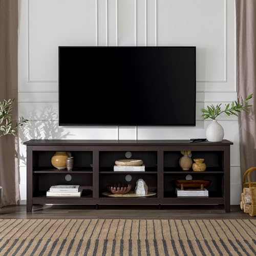 Walker Edison Wren Classic 6 Cubby TV Stand for TVs up to 80 Inches, 70 Inch, Espresso