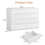 ZORPLIX White Wood Dresser, 8 Drawer Dressers for Clothes Storage for Bedroom, Modern Dresser with Wide Drawers, Wide Wooden Chest Drawers for Living Room, Entryway, TV Stand ZORPLIX
