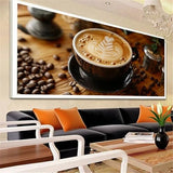 Coffee Diamond Art Kits for Adults, DIY Diamond Painting Food Paint by Numbers Kit for Beginners, 5D Full Drill Diamonds Gem Arts and Crafts for Home Wall Decor Gifts, Hobbies for Women 28x56inch N3-9 HUAYIJON