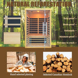 Homsido 2-3 Person Indoor Infrared Sauna, 11 Low EMF Far Infrared Carbon Panel Hemlock Wood Sauna Room Indoor Home Sauna with Tempered Glass Door,Bluetooth Speakers, Chromotherapy Lights(110V, 2100W) Homsido