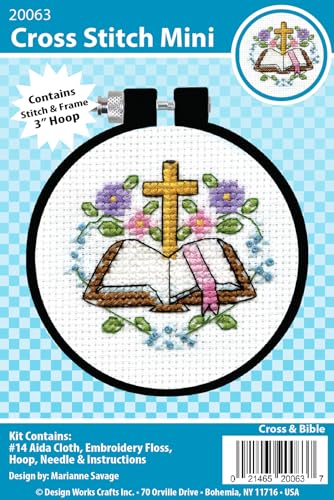Design Works Crafts Cross & Bible Counted Cross Stitch Kit with Hoop Design Works Crafts