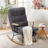 Rocking Chair with Footrest-Glider Rocking Chair with Retractable Footrest and Adjustable Backrest, Teddy Upholstered Accent Chair, Reading Chair Rocking Accent Chairs Glider Recliner for Living Room COLAMY
