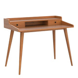 Ucerna Mid Century Modern Desk, 43" Wood Home Office Writing Computer or Laptop Desk with Monitor Stand Riser and Open Storage Cubby, Vanity Desk with 2 Drawers Ucerna