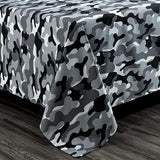 Chezmoi Collection Military Camo 4-Piece Sheet Set - Camouflage Black Gray Printed Microfiber Soft Breathable Deep Pocket Sheets and Pillowcases Set, Full XL Size Chezmoi Collection