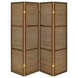 Coaster Home Furnishings - Browning - Wood - 70-Inch 4-Panel Room Divider Folding Screen with Bamboo Panels and Freestanding Structure - Living Room & Bedroom - Walnut - 961638 Coaster Fine Furniture