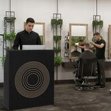 IGERI Small Black Reception Desk with Counter for Salon 31.5 Inch Front Modern Standing Receptionist Room Tables Checkout Counter for Office IGERI