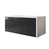 homary 72" Modern Kitchen Island with Storage & Seating White & Black Island Table for Kitchen with Drawers & Cabinet homary