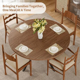 42" Round Dining Table for 4, Farmhouse Kitchen Table with Storage, Space Saving Circle Dinner Table, Rustic Wood Kitchen & Dining Room Tables with Metal Legs for Kitchen, Living Room, Dining Room MECHYIN