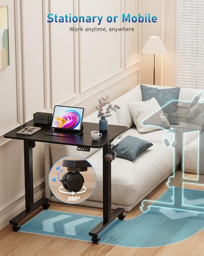 Xyndyx Small Height Adjustable Electric Standing Desk, 31.5" x 23.6" Sit Stand up Desk with Splice Board, Ergonomic Rising Computer Home Office Desk Table with Memory Preset, Black Frame/Black Top Xyndyx