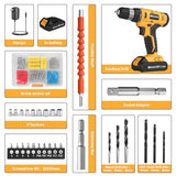 FADAKWALT Cordless Drill Set, 20V Electric Power Drill with Battery And Charger, Torque 30N, 21+1 Torque Setting, 3/8-Inch Keyless Chuck, Drill Driver Bits Kit, with LED Electric Drill Set. （Yellow) FADAKWALT
