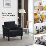 VINGLI Living Room Chairs Set of 2, Black Accent Chair 5.5" Thick Seat Cushion Comfy Chair Soft Chenille Side Chair Upholstered Arm Chair for Bedroom, Play Room, Apartment, Office (Black) VINGLI