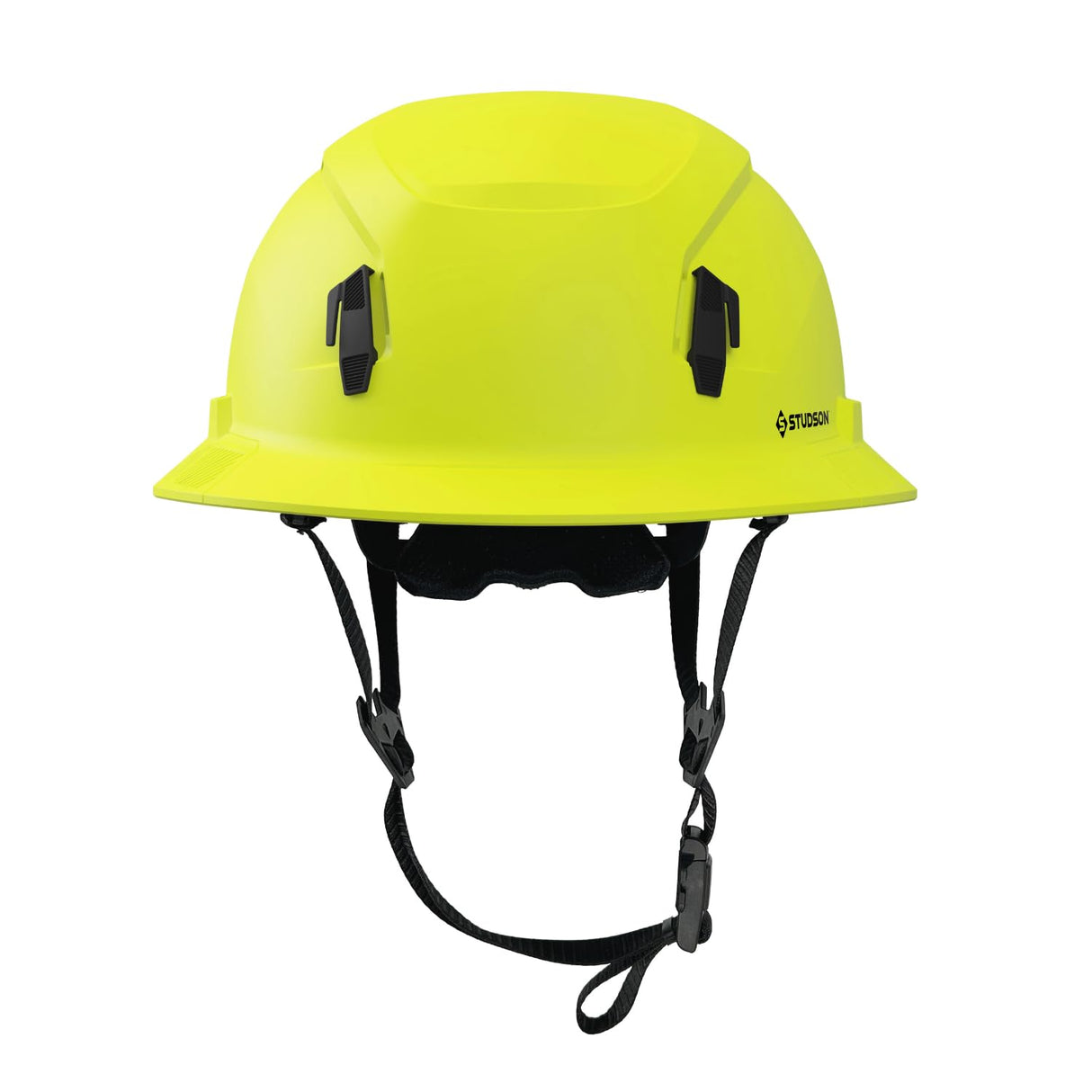 STUDSON SHK-1 Full Brim Safety Helmet: ANSI/ISEA Z89.1 Type II Compliant (R 2019), Lightweight & Breathable, NFC Emergency Contact Chip, One Size, Class C & E Protection (Non-Vented, Yellow) STUDSON