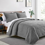 Love's cabin King Size Quilt Set Grey Bedspreads - Soft Bed Summer Lightweight Bedspread Comforter - Modern Style Coin Pattern Coverlet for All Season - 3 Pieces (1 Quilt, 2 Pillow Shams) Love's cabin