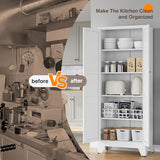 Yizosh Metal Pantry Cabinet, 75" Kitchen Pantry with 2 Door and 4 Adjustable Shelves,White Metal Pantry Storage Cabinet,Cupboard for Kitchen,Dining Room,Living Room and Bathroom Yizosh