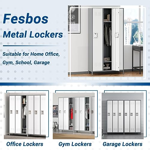 Fesbos 72" Metal Locker for Employees 3 Doors Gray&White Steel Storage Locker for Office, School, Gym - Metal Storage Cabinets for Home, Office, Gym, School - WoodArtSupply