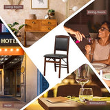 GOFLAME Folding Dining Chairs Set of 2, Foldable Chairs with PVC Padded Seat & High Backrest, Wooden Side Chairs, 2 Pack Dining Chairs for Living Room, Kitchen, Restaurant GOFLAME