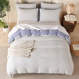 BUPIRD Comforter Set King Striped Blue 100% Soft Washed Microfiber Jacquard 3 Pieces King Striped Bedding Sets Blue White Comforter for All Seasons and 2 Pillowcases Comfort Breathable BUPIRD