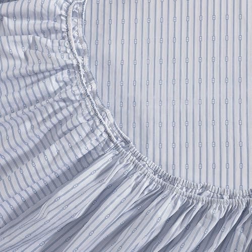 Tommy Hilfiger - Sheet Set, Cotton Percale Bedding with Matching Pillowcases, Crisp & Cool, Premium Quality Home Essentials (Monogram Stripe Blue, Queen) Tommy Hilfiger